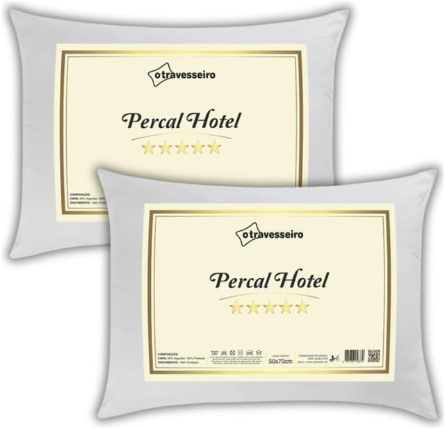 Kit com 2 travesseiros Percal Hotel · 50 × 70 cm